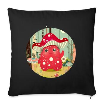 Funny mushroom monster in colorful forest - Sofa pillowcase 17,3'' x 17,3'' (45 x 45 cm) - black - Front