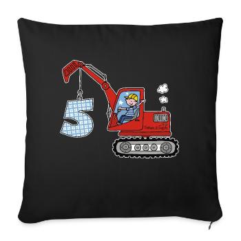 Bagger 5. Geburtstag - Sofakissenbezug 45 x 45 cm - Schwarz - Vorne