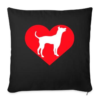 Grand Chien Coeur Amour Symbole Silhouette Contour - Housse de coussin décorative 45 x 45 cm - noir - Devant