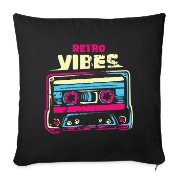 cassette retro vibes cassette vintage Farbenmix d’occasion - Housse de coussin décorative 45 x 45 cm - noir - Devant