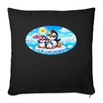 Funny Penguins - Sofa pillowcase 17,3'' x 17,3'' (45 x 45 cm) - black - Front