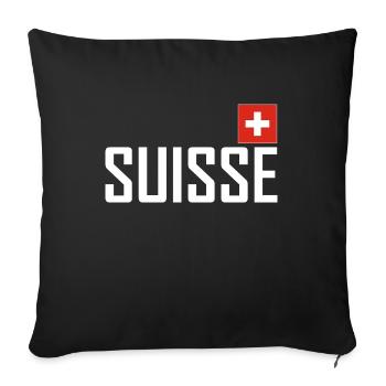 Suisse - Drapeau - Schwiiz - Suisse - Suisse - Housse de coussin décorative 45 x 45 cm - noir - Devant