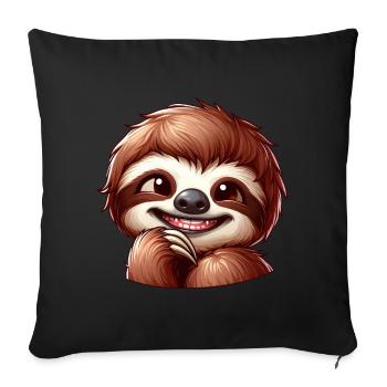 Cute shy sloth cartoon - Sofa pillowcase 17,3'' x 17,3'' (45 x 45 cm) - black - Front