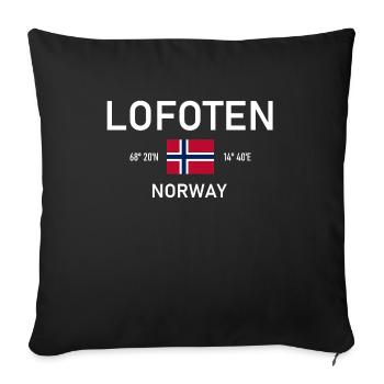 Lofoten - Norway - Coordinates - Flag - Sofa pillowcase 17,3'' x 17,3'' (45 x 45 cm) - black - Front