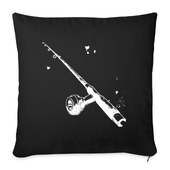 Fishing Rod Drawing - Sofa pillowcase 17,3'' x 17,3'' (45 x 45 cm) - black - Front