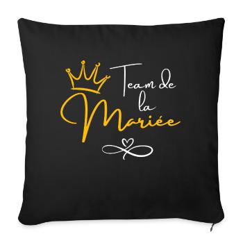 Team de la mariée couronne - cadeau la mariée - Housse de coussin décorative 45 x 45 cm - noir - Devant
