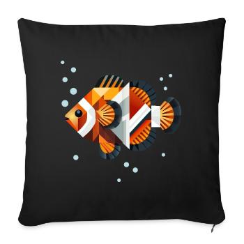 Geometric Clownfish Abstract Underwater World - Sofa pillowcase 17,3'' x 17,3'' (45 x 45 cm) - black - Front