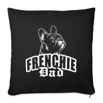 "Frenchie Dad" mit Hundekopf - Sofakissenbezug 45 x 45 cm - Schwarz - Vorne