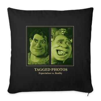 Shrek Design Attentes Vs. Réalité Photos - Housse de coussin décorative 45 x 45 cm - noir - Devant