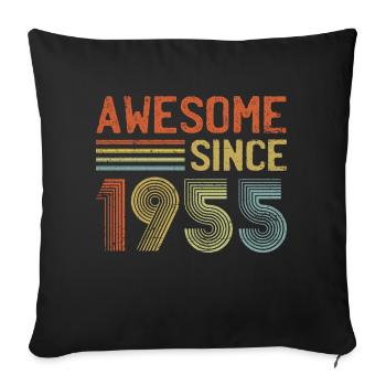 Génial depuis 1955" - Vintage Anniversaire Année Rétro - Housse de coussin décorative 45 x 45 cm - noir - Devant