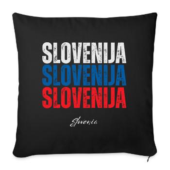 Drapeau de la Slovénie, fierté slovène - Housse de coussin décorative 45 x 45 cm - noir - Devant