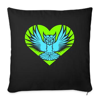 Owl Heart Symbol Shape Bird Love Eagle Owl Flying Cool - Sofa pillowcase 17,3'' x 17,3'' (45 x 45 cm) - black - Front