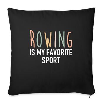 L’aviron est mon sport préféré - Rudern - Ruderin - Housse de coussin décorative 45 x 45 cm - noir - Devant