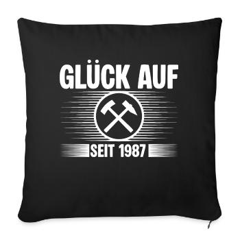 Glueck auf seit 1987 - Sofakissenbezug 45 x 45 cm - Schwarz - Vorne