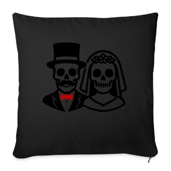 Mariage Squelette Mariée Marié Couple - Housse de coussin décorative 45 x 45 cm - noir - Devant