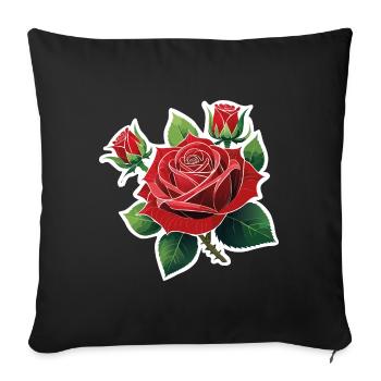 Rote Rose – Rockabilly - Sofakissenbezug 45 x 45 cm - Schwarz - Vorne
