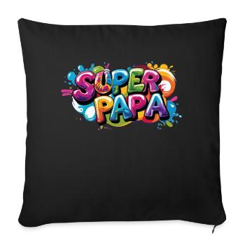 Chemise superdad cool dans le style graffiti pour les pères - Housse de coussin décorative 45 x 45 cm - noir - Devant