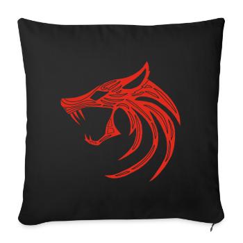 Loup démoniaque rouge - Housse de coussin décorative 45 x 45 cm - noir - Devant