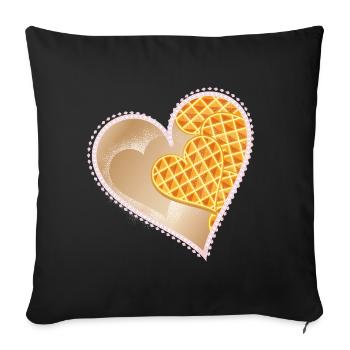 Heart waffles with powdered sugar and lace rim - Sofa pillowcase 17,3'' x 17,3'' (45 x 45 cm) - black - Front