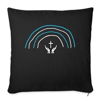 croix catholique irradiante - Housse de coussin décorative 45 x 45 cm - noir - Devant