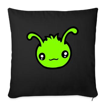 Chenille Alien Mignon Petit Monstre Sourire Heureux - Housse de coussin décorative 45 x 45 cm - noir - Devant