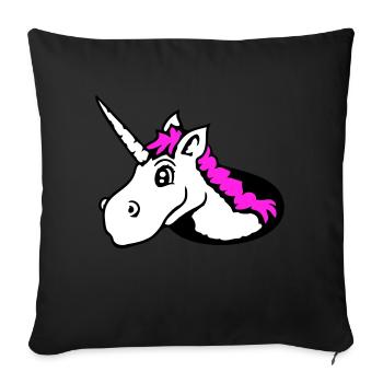 Unicorn Floor Hole Funny Smile Comic Cartoon - Sofa pillowcase 17,3'' x 17,3'' (45 x 45 cm) - black - Front