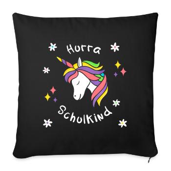 SCHULKIND Einhorn Einschulung - Sofakissenbezug 45 x 45 cm - Schwarz - Vorne