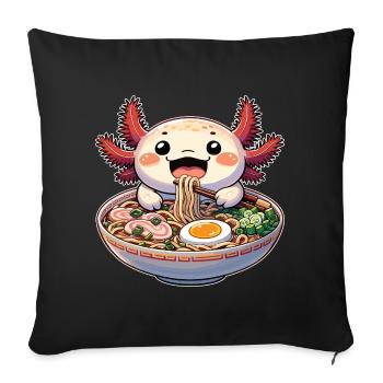 Axolotl with noodles ramen kawaii axolotl - Sofa pillowcase 17,3'' x 17,3'' (45 x 45 cm) - black - Front