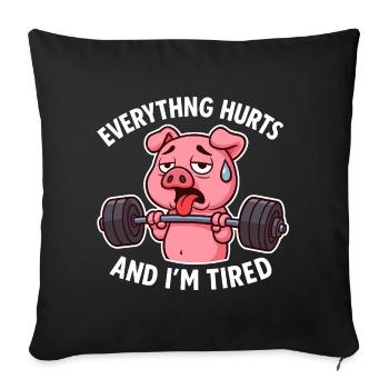 Exhausted Pig Lifting Weights Design - Sofa pillowcase 17,3'' x 17,3'' (45 x 45 cm) - black - Front