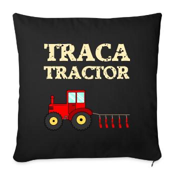 Tracteur Traca - Housse de coussin décorative 45 x 45 cm - noir - Devant