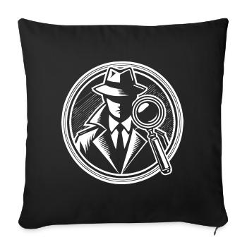 Detective Design – À la recherche d’indices à la loupe - Housse de coussin décorative 45 x 45 cm - noir - Devant