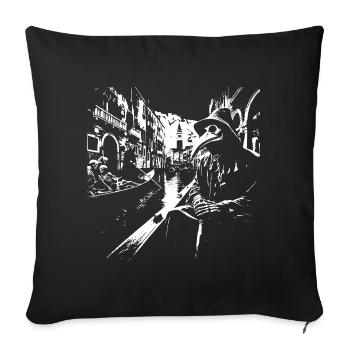 Médecin de la peste vénitien en illustration de masque - Housse de coussin décorative 45 x 45 cm - noir - Devant