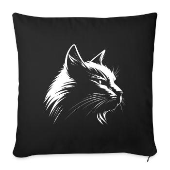 Blanc chat :-) - Housse de coussin décorative 45 x 45 cm - noir - Devant