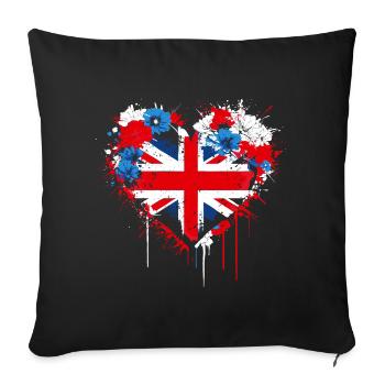Heart of Union Jack Splash - Sofa pillowcase 17,3'' x 17,3'' (45 x 45 cm) - black - Front