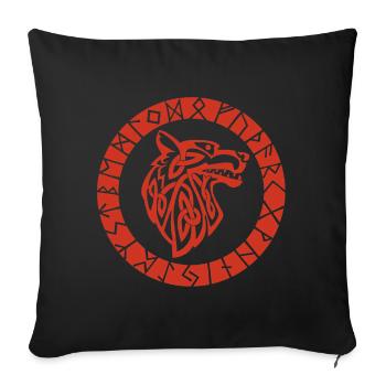 Viking Red Wolf Emblem - Sofa pillowcase 17,3'' x 17,3'' (45 x 45 cm) - black - Front