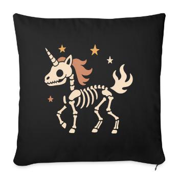 Squelette Licorne Étoiles - Housse de coussin décorative 45 x 45 cm - noir - Devant