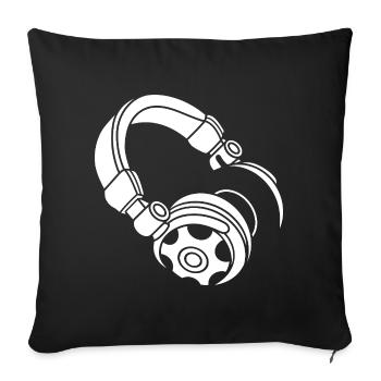 Silhouette du casque : DJ & Music Vibes - Housse de coussin décorative 45 x 45 cm - noir - Devant