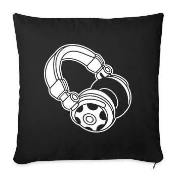 Silhouette du casque : DJ & Music Vibes - Housse de coussin décorative 45 x 45 cm - noir - Devant