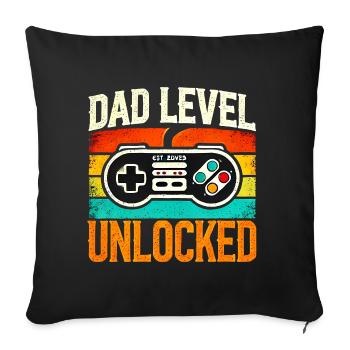 Dad Level Unlocked Retro Controller, Fathers  - Sofa pillowcase 17,3'' x 17,3'' (45 x 45 cm) - black - Front