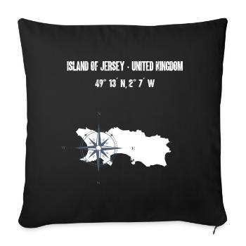 Jersey Inselkarte Koordinaten Kompass - Sofakissenbezug 45 x 45 cm - Schwarz - Vorne