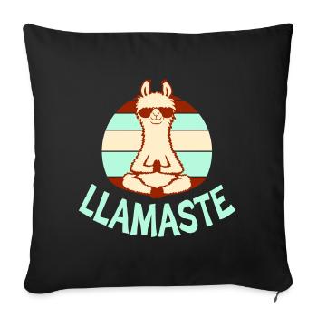 Lama médite Yoga Llamaste Lunettes de soleil Retro - Housse de coussin décorative 45 x 45 cm - noir - Devant