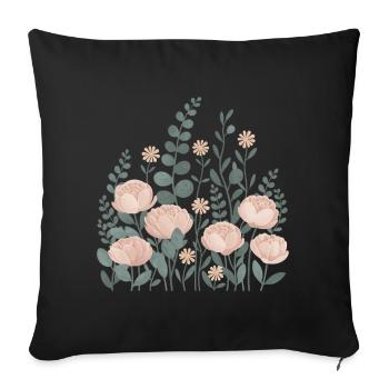 Boho Flowers – Blooming Harmony - Sofa pillowcase 17,3'' x 17,3'' (45 x 45 cm) - black - Front