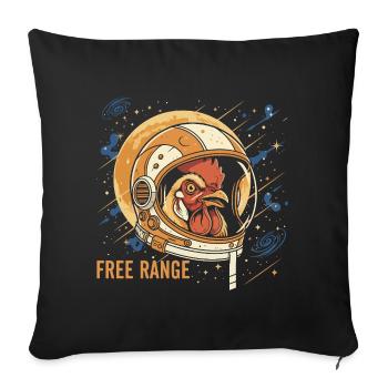 Weltraumhuhn im Astronautenhelm - Sofakissenbezug 45 x 45 cm - Schwarz - Vorne