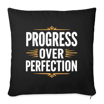 Progress instead of perfection Back to school Leh - Sofa pillowcase 17,3'' x 17,3'' (45 x 45 cm) - black - Front