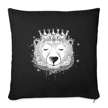 Majestic polar bear with crown – symbol of tranquility - Sofa pillowcase 17,3'' x 17,3'' (45 x 45 cm) - black - Front
