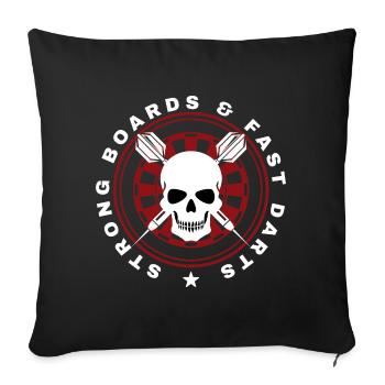 Darts, Bullseye, Dartboard and Skull. - Sofa pillowcase 17,3'' x 17,3'' (45 x 45 cm) - black - Front