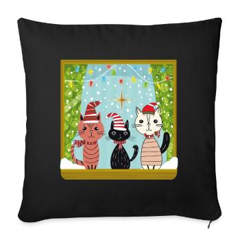 Cats Christmas Magic - Sofa pillowcase 17,3'' x 17,3'' (45 x 45 cm) - black - Front
