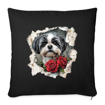 shih tzu - Sofa pillowcase 17,3'' x 17,3'' (45 x 45 cm) - black - Front