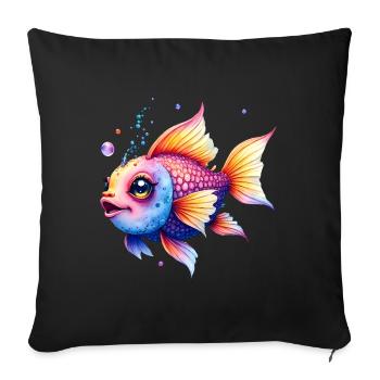 Verseau arc-en-ciel vibrant - Housse de coussin décorative 45 x 45 cm - noir - Devant