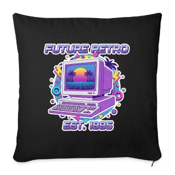 Future Retro 1985 – Conception informatique vintage - Housse de coussin décorative 45 x 45 cm - noir - Devant